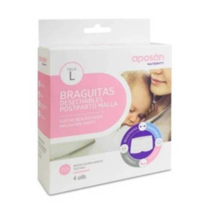APOSAN CUECAS DESCARÁVEIS MATERNITY PÓS-PARTO TAMANHO L 4 UNIDADES