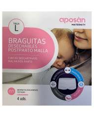 APOSAN ROPA INTERIOR MATERNIDAD POST-PARTO DESECHABLE TALLA L 4 UNIDADES