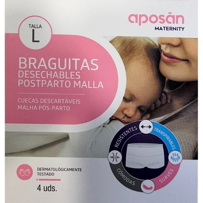 APOSAN CUECAS DESCARÁVEIS MATERNITY PÓS-PARTO TAMANHO L 4 UNIDADES