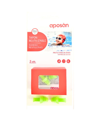 APOSAN TAPÓN DE SILICONA REUTILIZABLE PARA NIÑOS TALLA S 2 UNIDADES