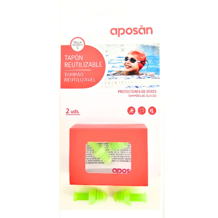 APOSAN TAPÓN DE SILICONA REUTILIZABLE PARA NIÑOS TALLA S 2 UNIDADES