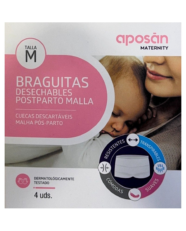 APOSAN ROPA INTERIOR MATERNIDAD POST-PARTO DESECHABLE TALLA M 4 UNIDADES
