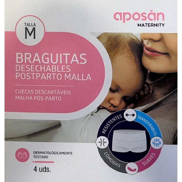 APOSAN ROPA INTERIOR MATERNIDAD POST-PARTO DESECHABLE TALLA M 4 UNIDADES