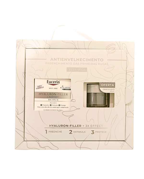 EUCERIN COFFRET HYALURON-FILLER 3x EFFECT CREME DIA PELE SECA 50G + HYALURON-FILLER  CREME NOITE20ML