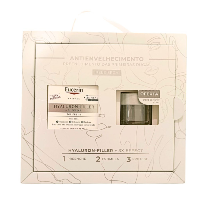 EUCERIN COFFRET HYALURON-FILLER 3x CREMA DE DÍA EFECTO PIEL SECA 50G + CREMA DE NOCHE HYALURON-FILLER 20ML