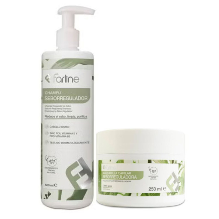 FARLINE CHAMPÔ SEBORREGULADOR 500ML + MÁSCARA SEBORREGULADORA 250ML