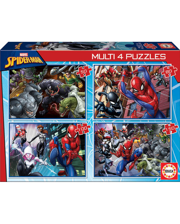 EDUCA 4X MULTI PUZZLES SPIDERMAN 50-80-100-150PÇS