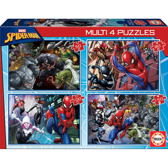 EDUCA 4X MULTI PUZZLES SPIDERMAN 50-80-100-150PÇS