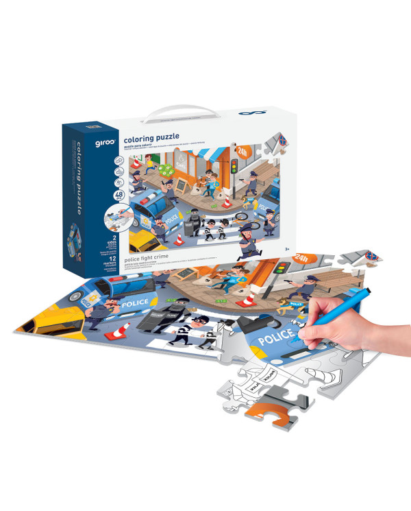 Giros Play Puzzle Colorir 2 Faces 48 Pcs Cidade