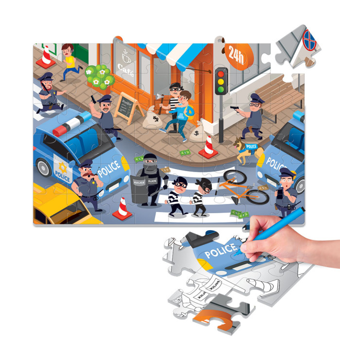 Giros Play Puzzle Colorir 2 Faces 48 Pcs Cidade