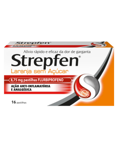 STREPFEN LARANJA SEM AÇÚCAR 8,75MG 16 PASTILHAS
