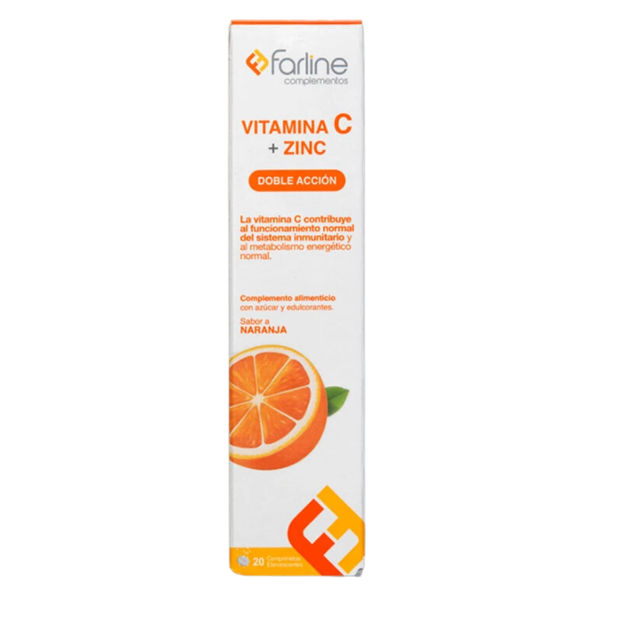 FARLINE VITAMINA C + ZINCO COMPRIMIDOS EFERVESCENTES X 20