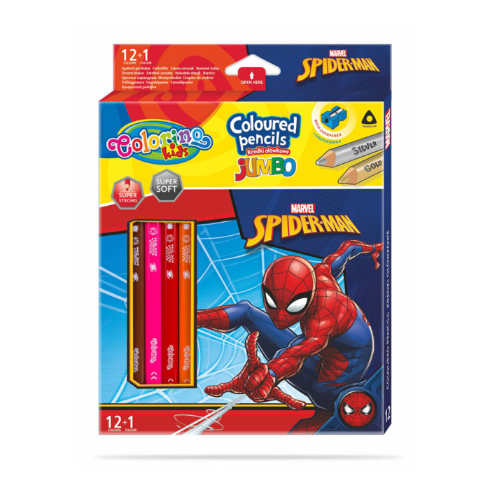 CAJA DE 12 LÁPICES DE COLORES CON 13 COLORES DISNEY SPIDERMAN