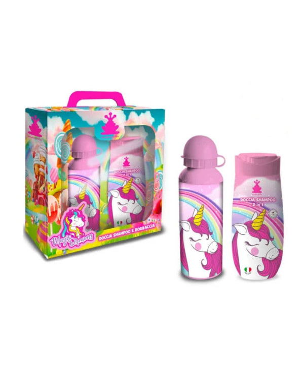 CONJUNTO UNICÓRNICO GEL DE BANHO E SHAMPO MAGIC DREAMS + GARRAFA DE BEBER