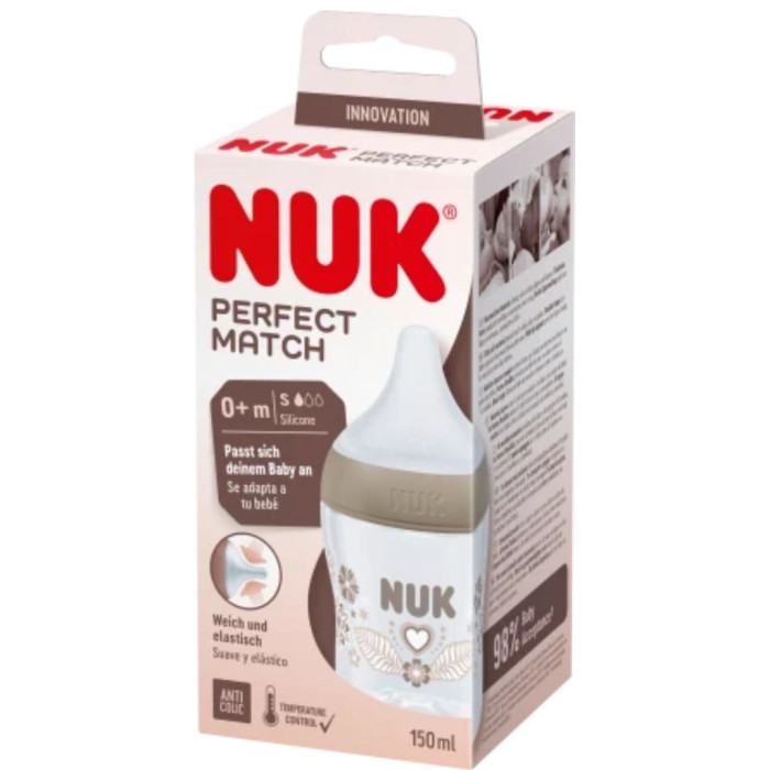 NUK BIBERÃO PERFECT MATCH CORAÇÃO TAMANHO S +0 MESES 150 mL