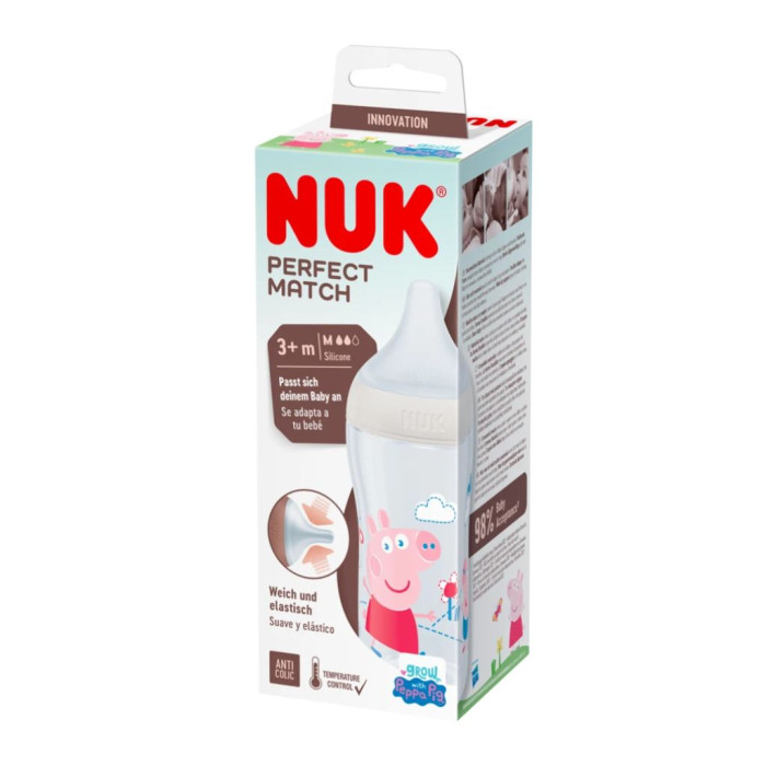 NUK BIBERÃO PERFECT MATCH PEPPA PIG SILICONE +3M 260ml
