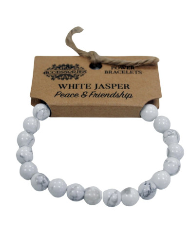 PULSEIRA JASPE BRANCO - PAZ E AMIZADE 8MM