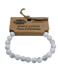 PULSERA DE JASPE BLANCO - PAZ E AMISTAD 8mm