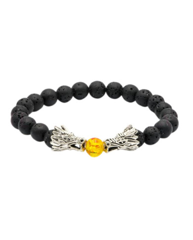 PULSERA FENG SHUI DRAGÓN FUEGO VOLCÁNICO 8mm 1 UNIDAD