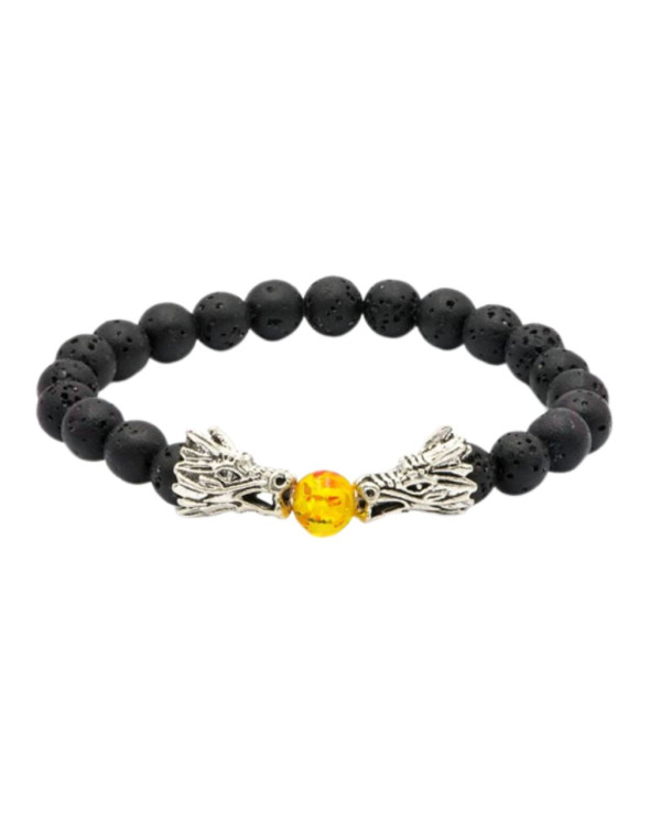 PULSERA FENG SHUI DRAGÓN FUEGO VOLCÁNICO 8mm 1 UNIDAD