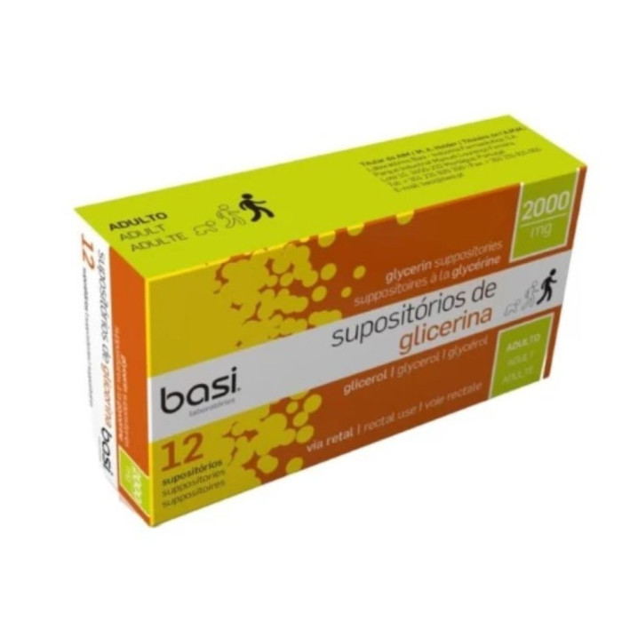 SUPOSITÓRIOS DE GLICERINA 2000 MG ADULTO 12 SUPÓSITÓRIOS
