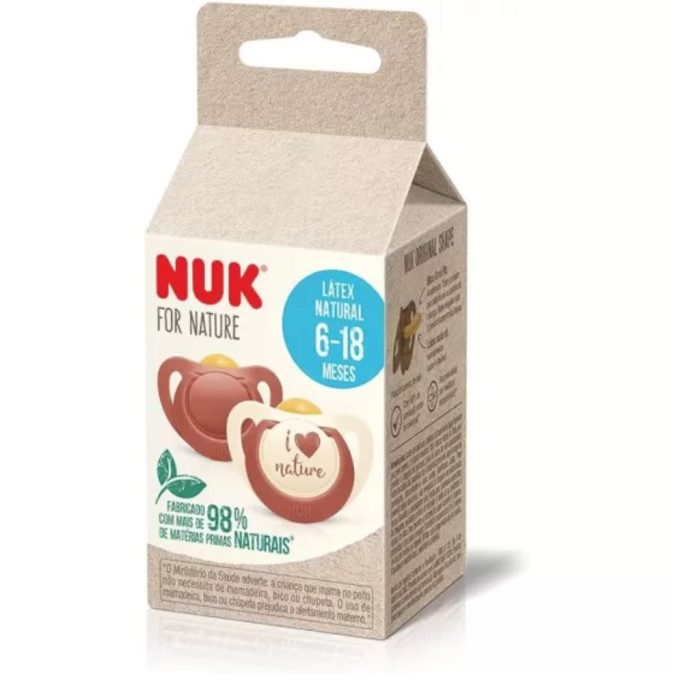 Nuk for nature Chupeta de Latex Vermelho 6-18M 2unidades
