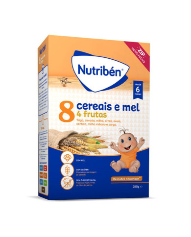 NUTRIBÉN PAPILLA 8 CEREALES Y MIEL 4 FRUTAS 250G