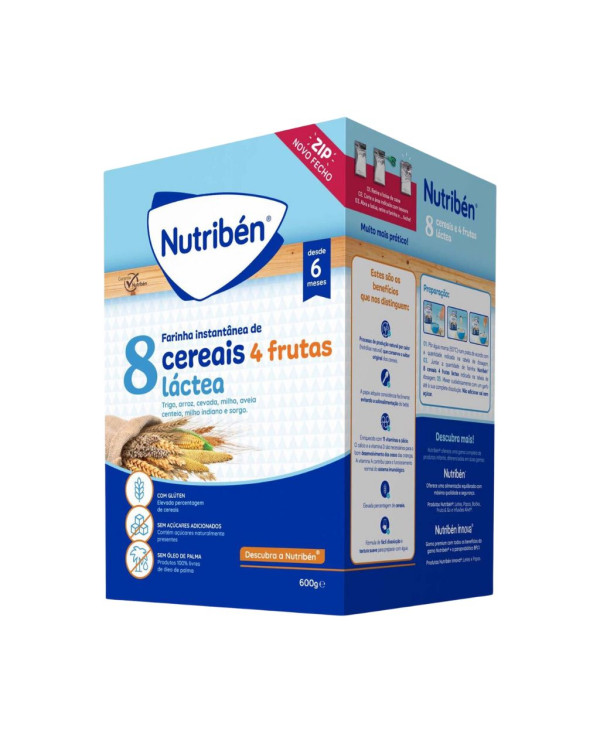 NUTRIBÉN FARINHA LÁCTEA 8 CEREAIS 4 FRUTAS 600G