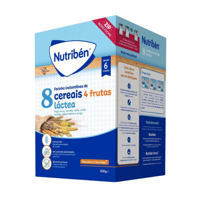 NUTRIBÉN FARINHA LÁCTEA 8 CEREAIS 4 FRUTAS 600G