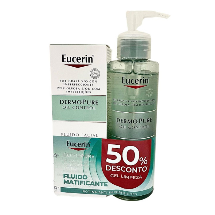 EUCERIN DERMOPURE FLUIDO MATIFICANTE 50ML + 50% DE DESCUENTO GEL LIMPIADOR 200ML