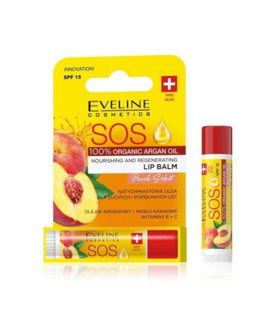 EVELINE COSMETICS SOS BÁLSAMO LABIAL PÊSSEGO FPS15 4.5ML
