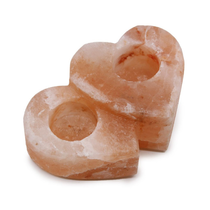 CANDELERO DE SAL DOBLE CORAZÓN