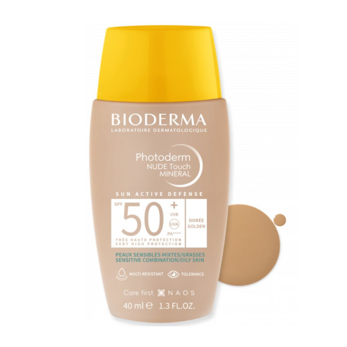 BIODERMA PHOTODERM NUDE TOUCH MINERAL SPF 50+ DOURADO 40ML