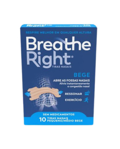 TIRAS NASALES  BREATHE RIGHT, TAMAÑO PEQUEÑO/MEDIANO 10 UNIDADES