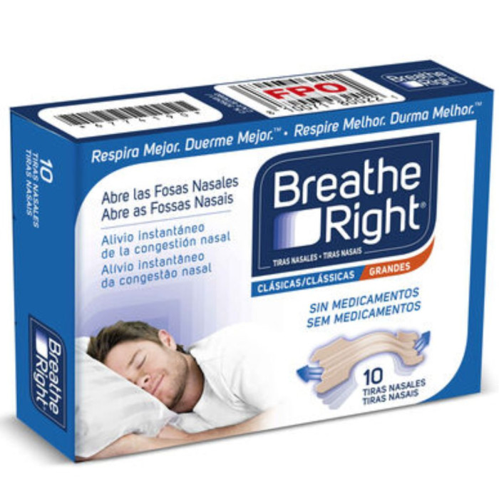 BREATHE RIGHT CLASSIC TIRAS NASALES GRANDES X 10 UNIDADES
