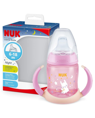 NUK BIBERÃO APRENDIZAGEM BRILHA NO ESCURO ROSA 6-18M 150ML
