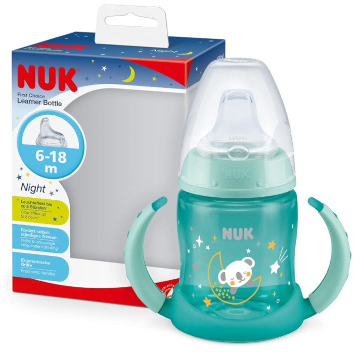 NUK BIBERÃO APRENDIZAGEM BRILHA NO ESCURO ROSA 6-18M 150ML