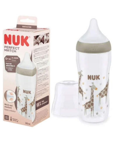 NUK BIBERÃO PERFECT MATCH FLOW XL GIRAFA +6M 360 ML