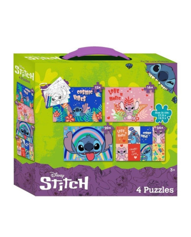 STITCH SET DE 4 ROMPECABEZAS + 3 AÑOS DISNEY