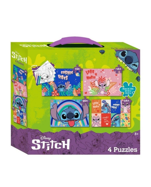STITCH CONJUNTO 4 PUZZLES + 3 ANOS DISNEY