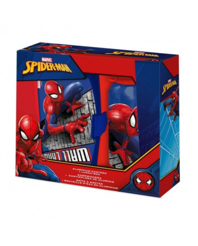 SET DE SANDWICHERA Y BOTELLA DE AGUA DE SPIDERMAN (2 PIEZAS)