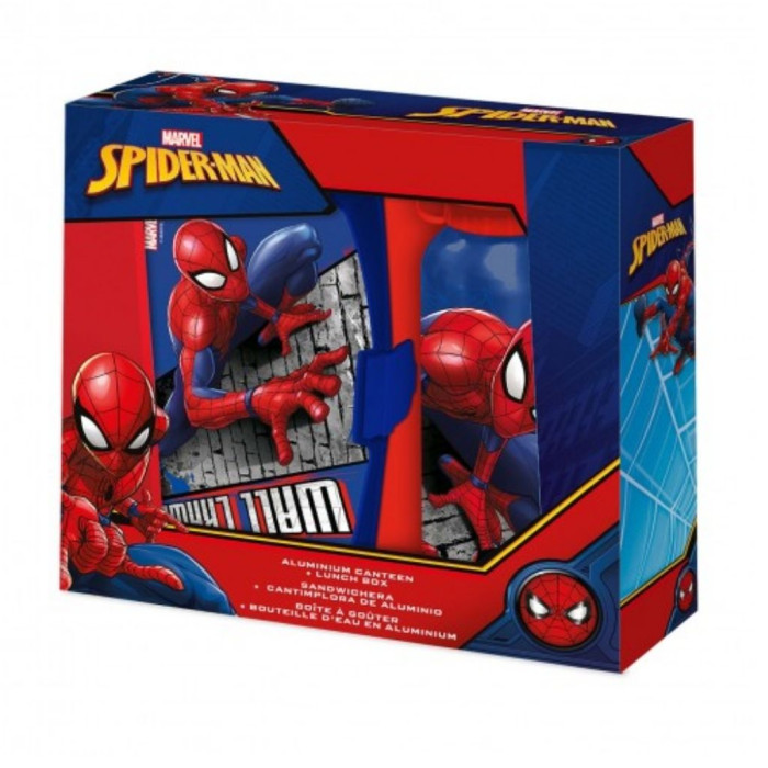 SET DE SANDWICHERA Y BOTELLA DE AGUA DE SPIDERMAN (2 PIEZAS)