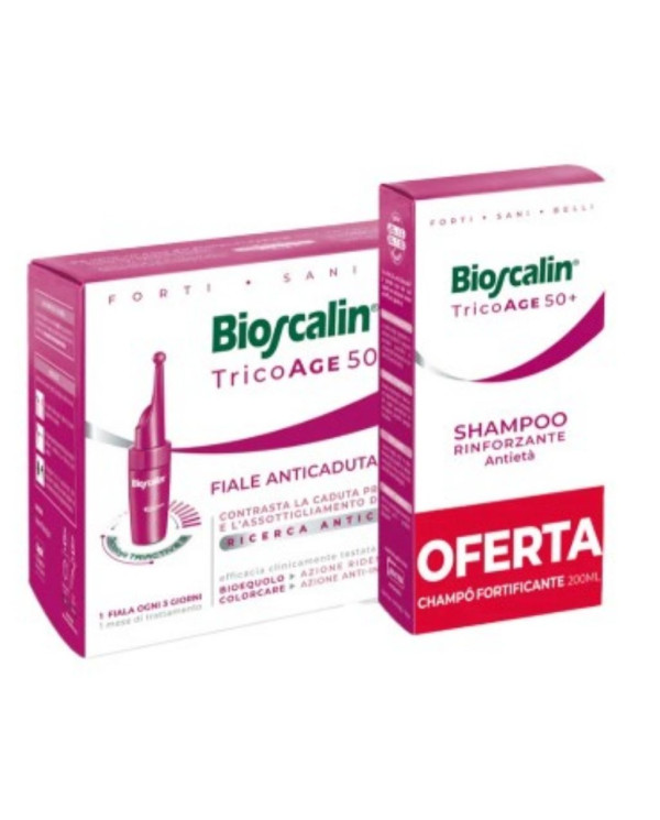 Bioscalin TricoAge 50+ Ampollas Anticaída y Antiedad (10 ampollas de 3,5 ml + Champú de 200 ml GRATIS)