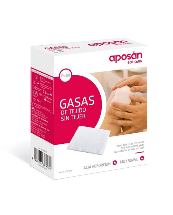 APOSÁN COMPRESAS DE GASA 10CM X10CM TNT ESTÉRILES 50UNIDADES