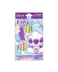Lápices de colores jumbo Stitch Love, 12 unidades