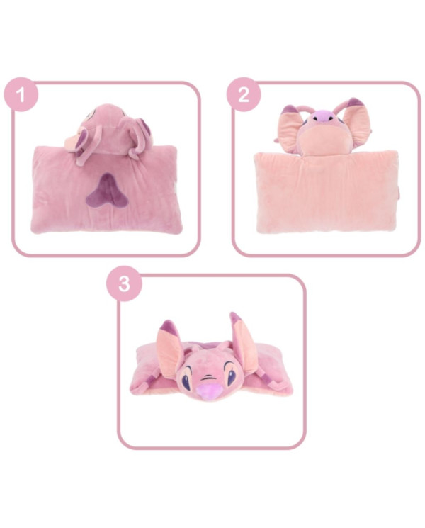 ALMOHADA 3D ÁNGEL 48X30CM 2 EN 1 ROSA LILO&STITCH