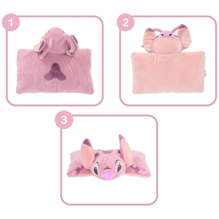 ALMOHADA 3D ÁNGEL 48X30CM 2 EN 1 ROSA LILO&STITCH