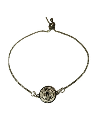 PULSEIRA MEDALHA SÃO BENTO  PRATEADA 1UNID
