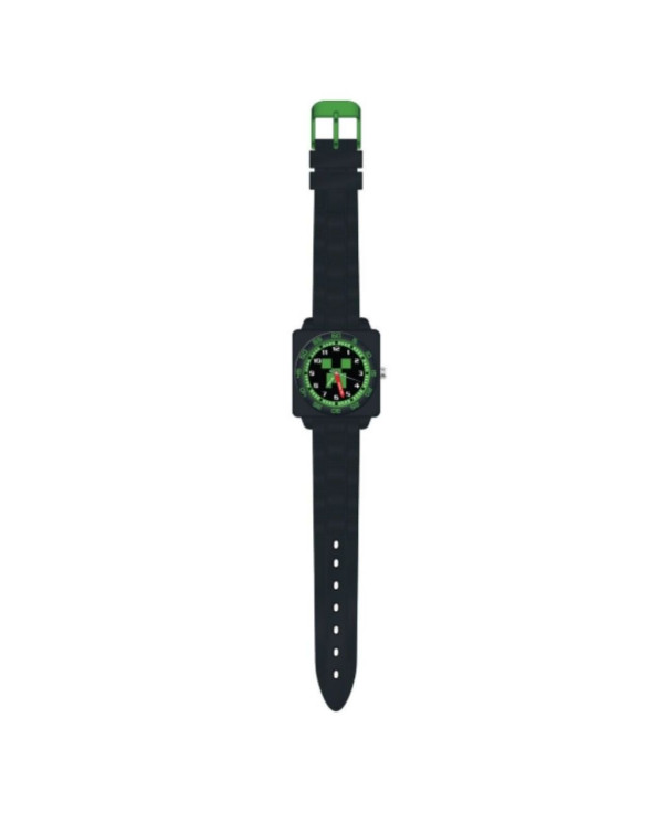 Reloj de pulsera analógico negro de Minecraft
