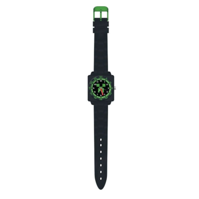 Reloj de pulsera analógico negro de Minecraft